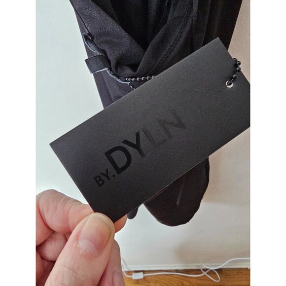 Dyln Black Aida Bodycon Deep V Halter Top Key Hole Front Cutouts Mini Dress XS - Picture 6 of 12